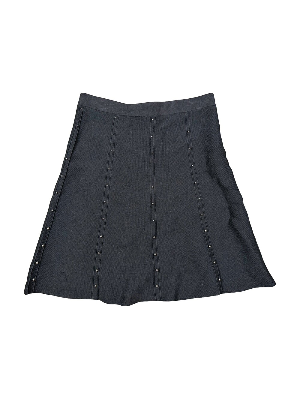 Sandro Paris Womens Size 2 Black Studded Knit A-Line Skirt Mini Punk Moto Chic
